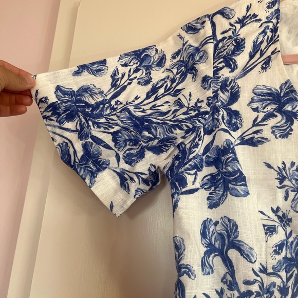 Anthropologie Porridge Short-Sleeve Crew-Neck Linen Printed Mini Dress NWT - Picture 7 of 9